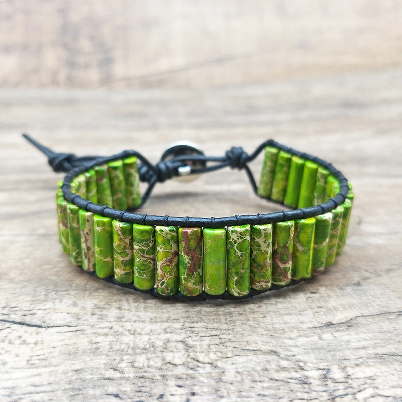 Shuangsheng Bohemian Bracelet Multi Colored Tube Shape Natural Stone Single Leather Rope Wrap Bracelet Women Beaded Couple
Shuangsheng Bohemian Bracelet Multi Colored Tube Shape Natural Stone Single Leather Rope Wrap Bracelet Women Beaded Couple