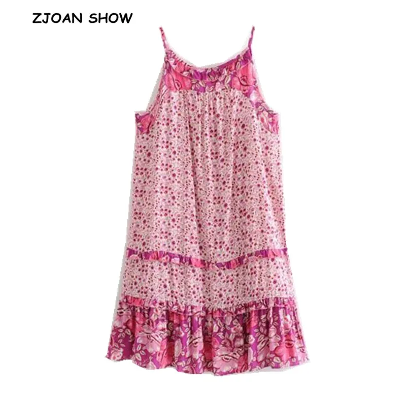 Bohemian Contrast color Leaves Floral print Spaghetti Strap Dress Pink Ethnic Woman Spliced Ruffles Sling Dresses Beach Vestido
Bohemian Contrast color Leaves Floral print Spaghetti Strap Dress Pink Ethnic Woman Spliced Ruffles Sling Dresses Beach Vestido