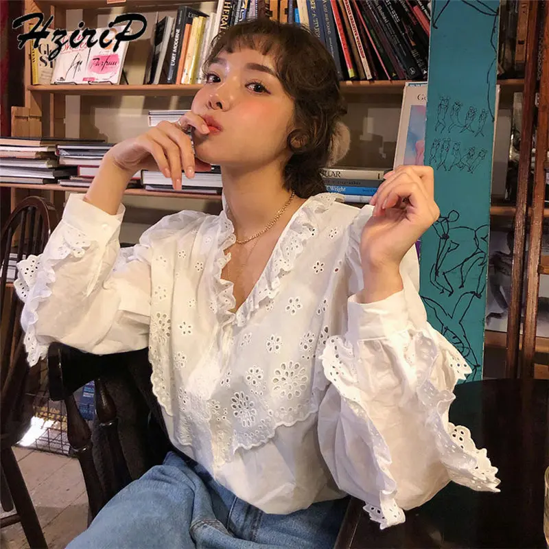 Hzirip 2019 Fashion Spring Hollow Out Solid All-Match White Shirts Female Sweet High Quality Fresh Casual Simple Casual Fresh
Hzirip 2019 Fashion Spring Hollow Out Solid All-Match White Shirts Female Sweet High Quality Fresh Casual Simple Casual Fresh