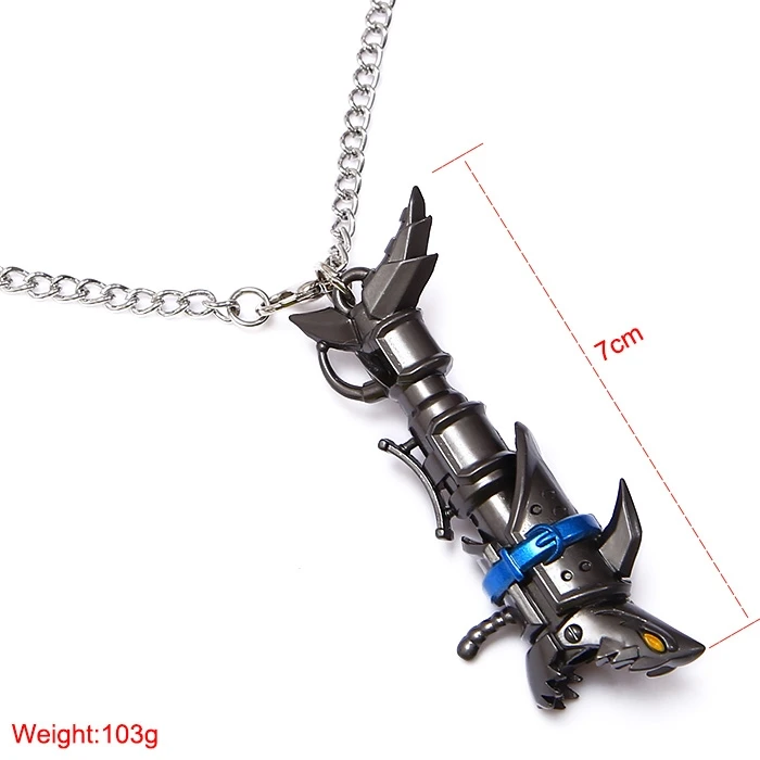 Game heroes Jinx weapon necklace heros Jinx cosplay shark alloy pendant for gift free shipping 
Game heroes Jinx weapon necklace heros Jinx cosplay shark alloy pendant for gift free shipping