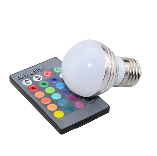 E14 E27 RGB LED Bulb 3W 16 Color Changeable Lamp LED Spotlight+24Keys IR Remote Control AC85-265V Holiday Lighting bombilla led
E14 E27 RGB LED Bulb 3W 16 Color Changeable Lamp LED Spotlight+24Keys IR Remote Control AC85-265V Holiday Lighting bombilla led
