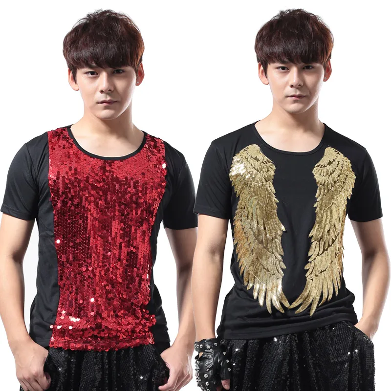 Host stage performance clothing Slim-sequined short-sleeved T-shirt nightclub men's bar DJ male singer performance costumes
Host stage performance clothing Slim-sequined short-sleeved T-shirt nightclub men's bar DJ male singer performance costumes