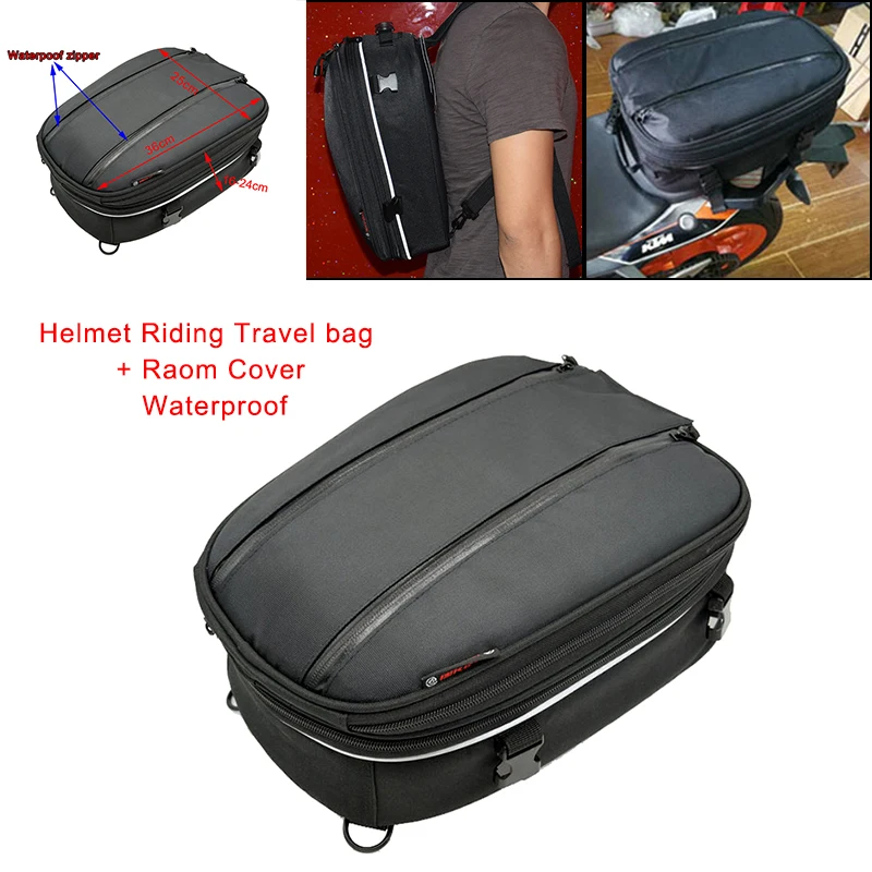 Helmet Bag Motorcycle Waterproof Wear-resistant Saddlebag Riding Travel Luggage Bags + Rain Cover Rear Seat Backseat Saddle Bag
Helmet Bag Motorcycle Waterproof Wear-resistant Saddlebag Riding Travel Luggage Bags + Rain Cover Rear Seat Backseat Saddle Bag