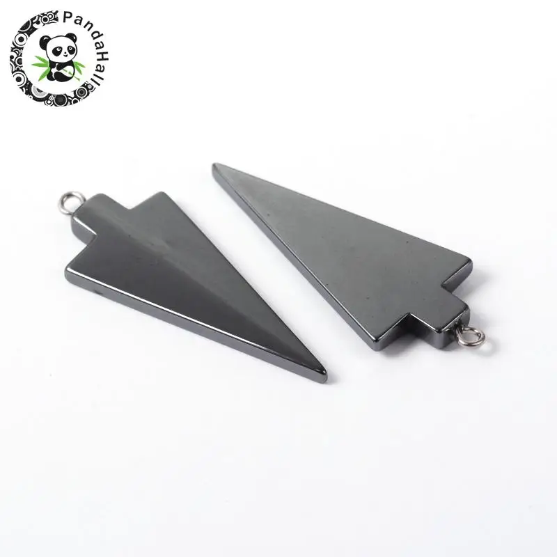 Non-magnetic Hematite Pendants, Grade A, with Iron Findings, Metal,, Triangle, Black, 44x18x4mm, Hole: 2mm
Non-magnetic Hematite Pendants, Grade A, with Iron Findings, Metal,, Triangle, Black, 44x18x4mm, Hole: 2mm
