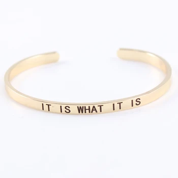 Gold Color 316L Stainless Steel Engraved IT IS WHAT IT IS Positive Inspirational Quote Cuff Bracelet Mantra Bracelet Bangle
Gold Color 316L Stainless Steel Engraved IT IS WHAT IT IS Positive Inspirational Quote Cuff Bracelet Mantra Bracelet Bangle
