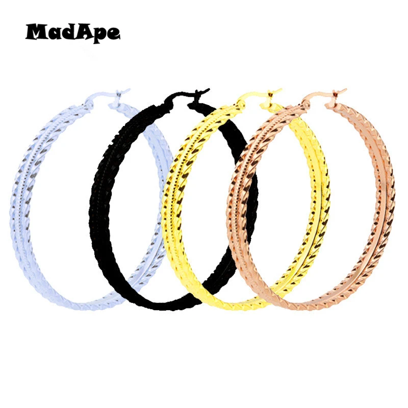 MadApe New Style Large Gold/Silver/Black/Rose Color Anti Allergic Stainless Steel Hoop Earrings For Women Big Round Earrings
MadApe New Style Large Gold/Silver/Black/Rose Color Anti Allergic Stainless Steel Hoop Earrings For Women Big Round Earrings
