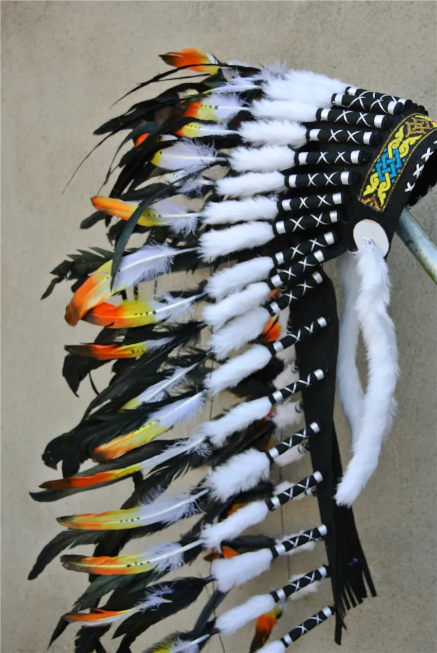 black 28inch Chief Indian feather Headdress Native American War Bonnet hand made Halloween costume decor
black 28inch Chief Indian feather Headdress Native American War Bonnet hand made Halloween costume decor