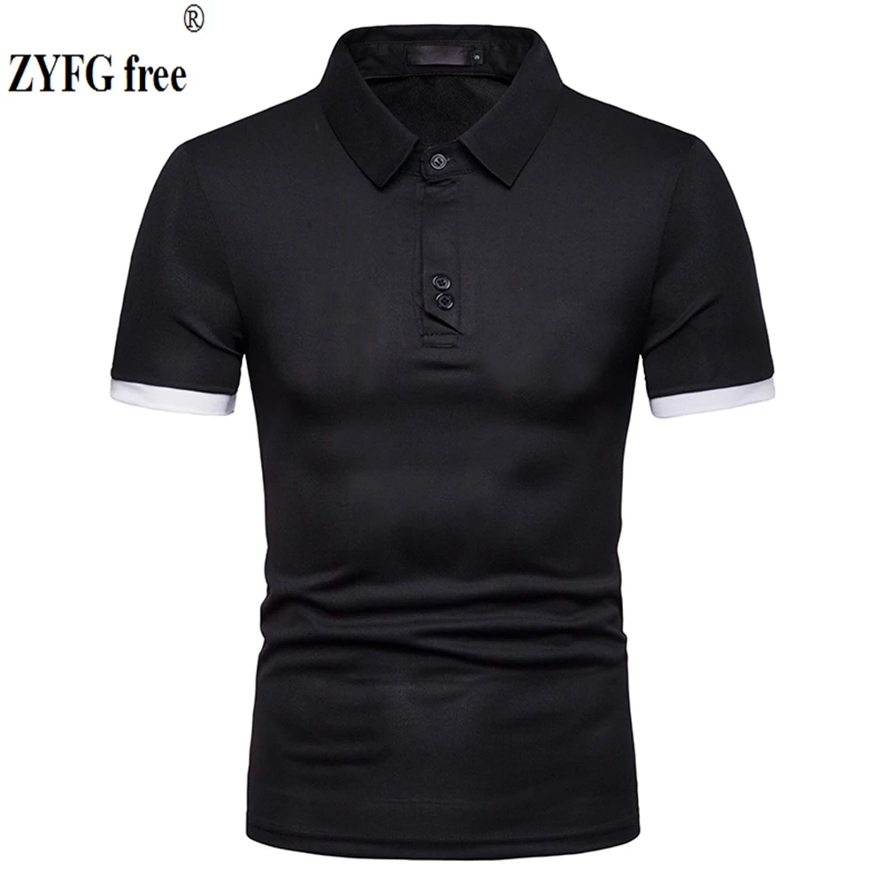 

ZYFG free brand men's casual tops POLO shirts pure color tide short-sleeved Polo shirt blouse straight breathable male