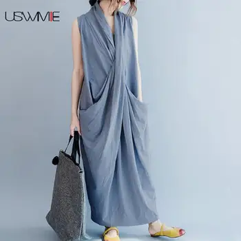 USWMIE Summer Plus Size Dress Fashionable Sleeveless Irregular Hem Loose Solid Color Sexy Dress Elegant Double Pocket Vestidos
USWMIE Summer Plus Size Dress Fashionable Sleeveless Irregular Hem Loose Solid Color Sexy Dress Elegant Double Pocket Vestidos