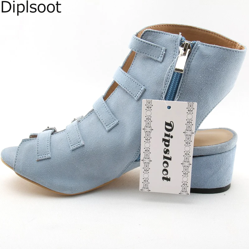 Summer Hot Light Blue Denim Color Faux Suede Leather Women Open Toe Sandals boots Buckles Ladies Slingback Med Heels ankle boot
Summer Hot Light Blue Denim Color Faux Suede Leather Women Open Toe Sandals boots Buckles Ladies Slingback Med Heels ankle boot