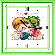 Zakochać się w zestaw do haftu 14ct 11ct hrabia wydruk na płótnie zegar ścienny ściegów haft DIY handmade robótki plus(China)