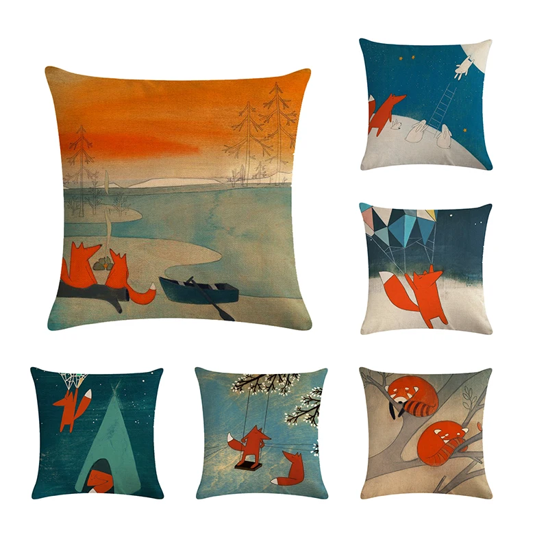Nordic Cute Cushion Cover Fox Children Linen Decorative Cushion Covers for Sofa Pillow Case Funda Conjin Almofadas 45*45cm
Nordic Cute Cushion Cover Fox Children Linen Decorative Cushion Covers for Sofa Pillow Case Funda Conjin Almofadas 45*45cm