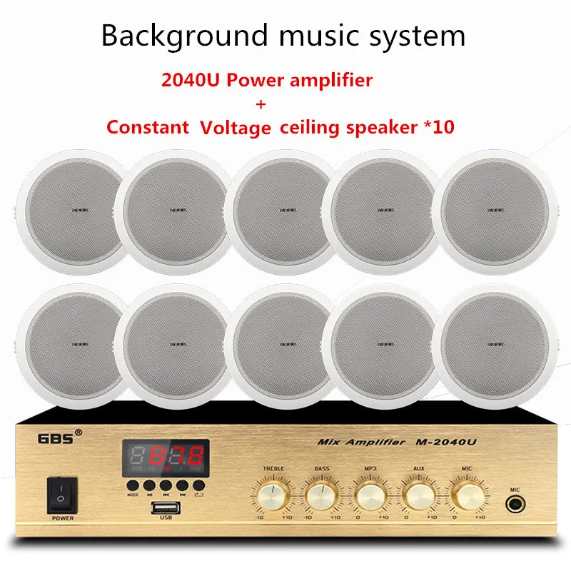 Background music system M-2040U constant voltage Bluetooth power amplifier with 10pcs high fidelity ceiling speaker Y
Background music system M-2040U constant voltage Bluetooth power amplifier with 10pcs high fidelity ceiling speaker Y