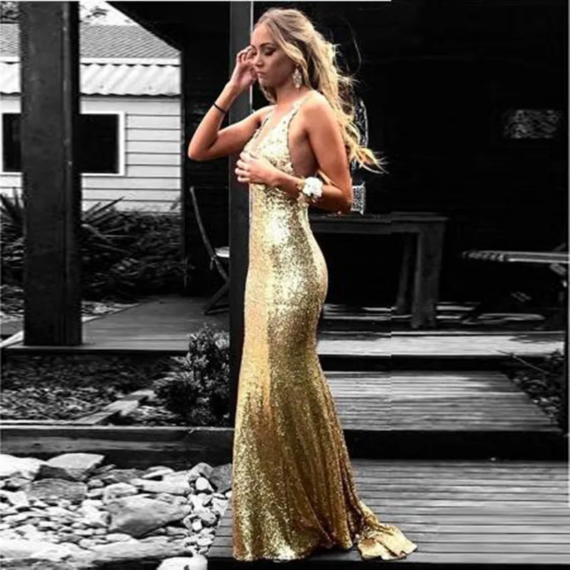 Elegant Gold Mermaid Evening Party Dresses Sweetheart Sequin Sexy Open Back Spaghetti Strap Long Formal Prom Gowns 2019 New
Elegant Gold Mermaid Evening Party Dresses Sweetheart Sequin Sexy Open Back Spaghetti Strap Long Formal Prom Gowns 2019 New