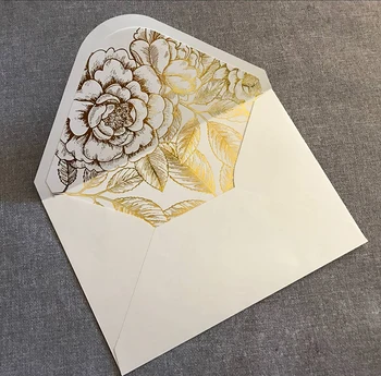 Customizable rectangle/square envelope with gold foil floral liner 50pcs 
Customizable rectangle/square envelope with gold foil floral liner 50pcs