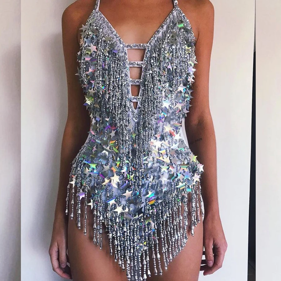 backless Sequins party bodysuit women Bodycon Romper sexy tassel Colorful diamond laser five-pointed stare Elegant beachwear
backless Sequins party bodysuit women Bodycon Romper sexy tassel Colorful diamond laser five-pointed stare Elegant beachwear