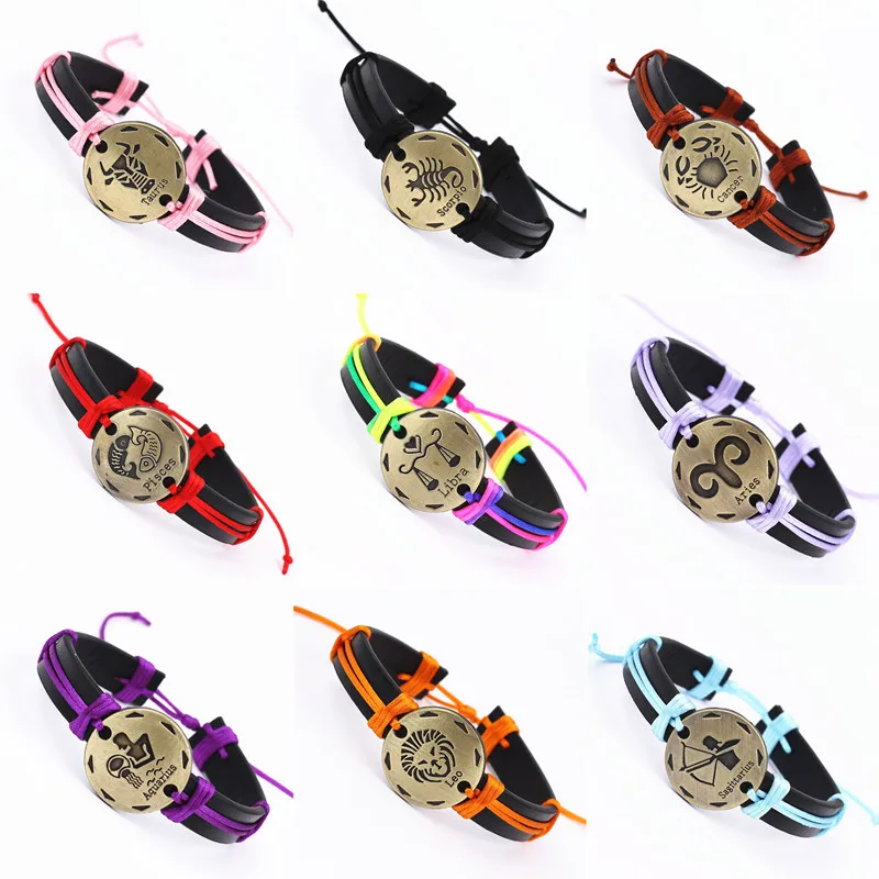 New 12 Constellation Bracelet Zodiac Sign Rope Braided Leather Charm Bracelets for Men women Jewelry Punk Bangle Girl Jewelry
New 12 Constellation Bracelet Zodiac Sign Rope Braided Leather Charm Bracelets for Men women Jewelry Punk Bangle Girl Jewelry