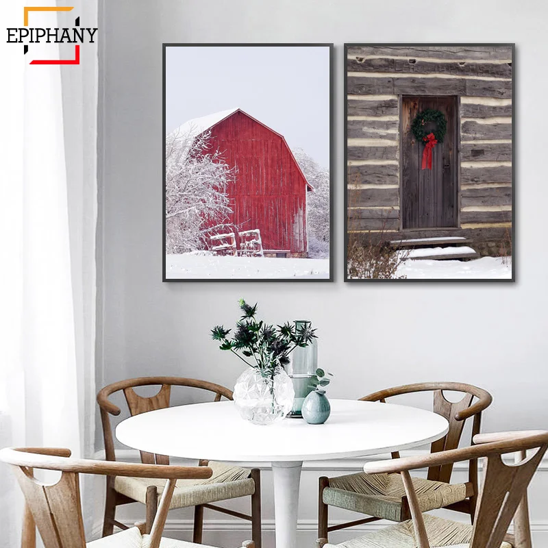 Modern Winter Print Christmas Wall Art Red Barn Pine Trees Canvas Painting Cabin Door Wreath Print Rustic Decor Landscape Poster
Modern Winter Print Christmas Wall Art Red Barn Pine Trees Canvas Painting Cabin Door Wreath Print Rustic Decor Landscape Poster