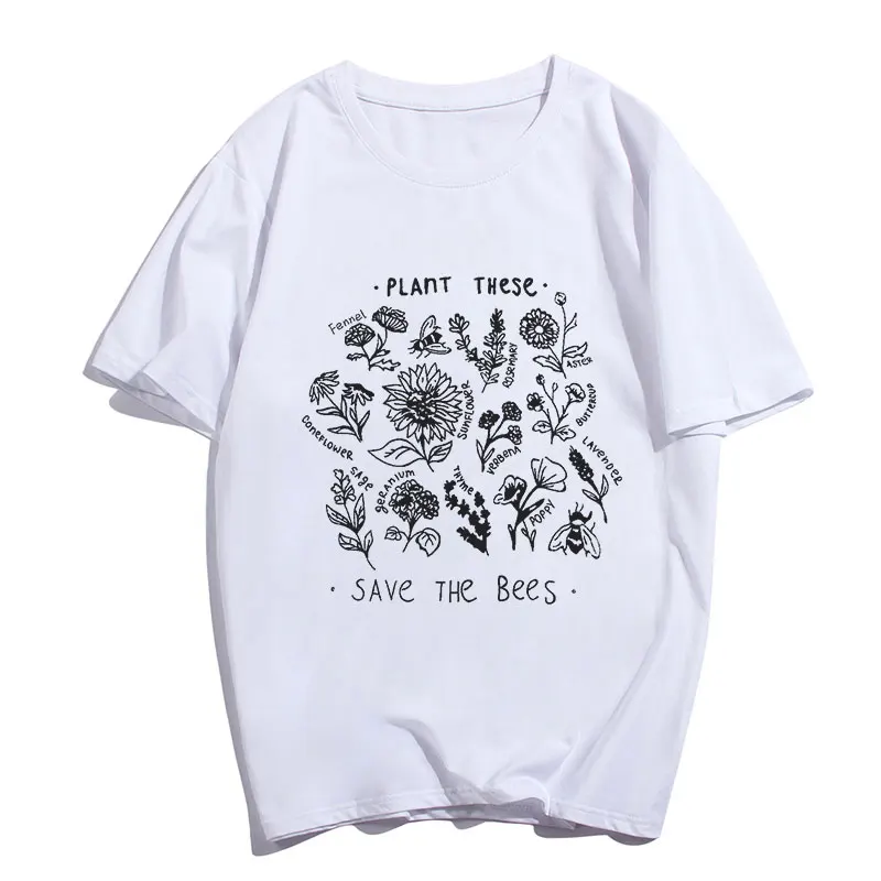 Drop Shipping Women Causal Tshirt These Plant Save The Bee T-shirt Sexy Flowers Feather Wildflower Harajuku Print Couple T-Shirt
Drop Shipping Women Causal Tshirt These Plant Save The Bee T-shirt Sexy Flowers Feather Wildflower Harajuku Print Couple T-Shirt