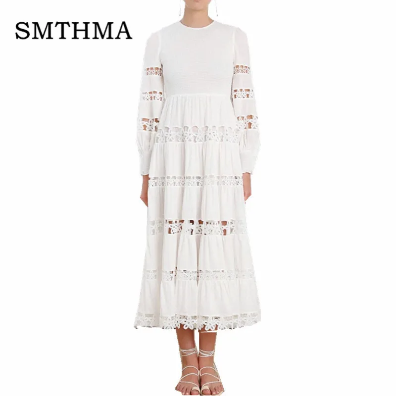 SMTHMA 2019 New arrive white lace Embroidered flowers hollow dress women Spring Runway Long Dress
SMTHMA 2019 New arrive white lace Embroidered flowers hollow dress women Spring Runway Long Dress
