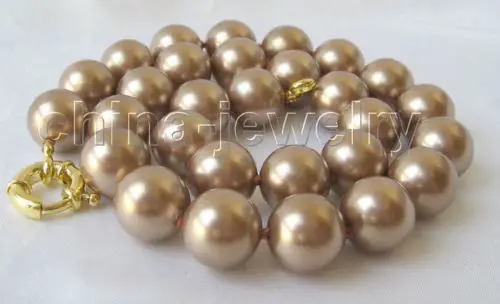 Lovely Women's Wedding Jewelry FREE shipping> >>>17" perfect round 14mm champagne south sea shell pearl necklace
Lovely Women's Wedding Jewelry FREE shipping> >>>17" perfect round 14mm champagne south sea shell pearl necklace