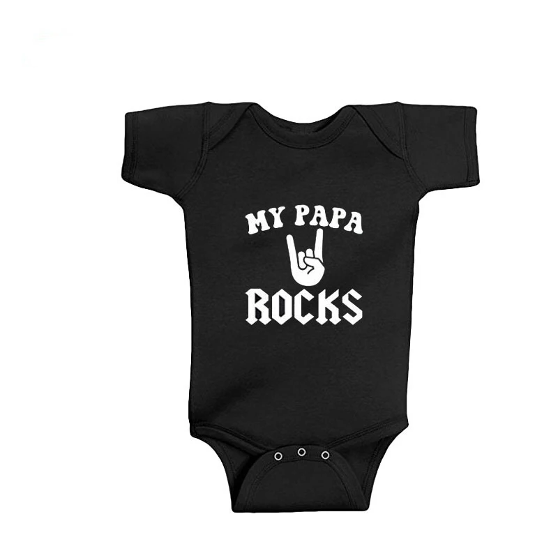 My PAPA Rock Baby Bodysuit Cotton Short Sleeve Newborn Infant Girl Boy Outfit Funny Summer Clothes 0-24M | Детская одежда и обувь