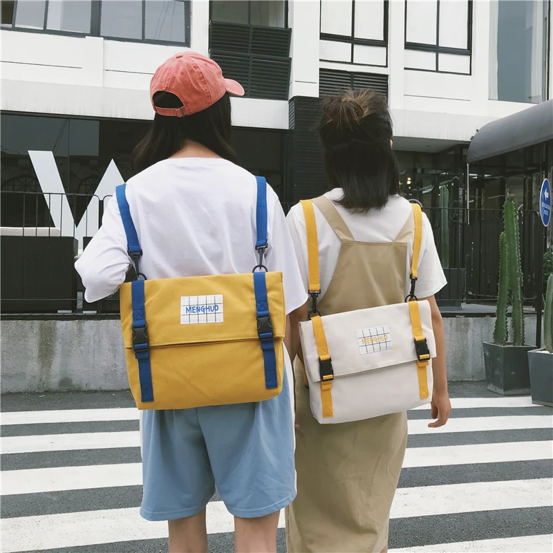 Menghuo Top Quality Women Canvas Backpack Bookbag Female Dual Purpose Shoulder Bag Daily Travel Backpacks Crossbody Bags Mochila (15)