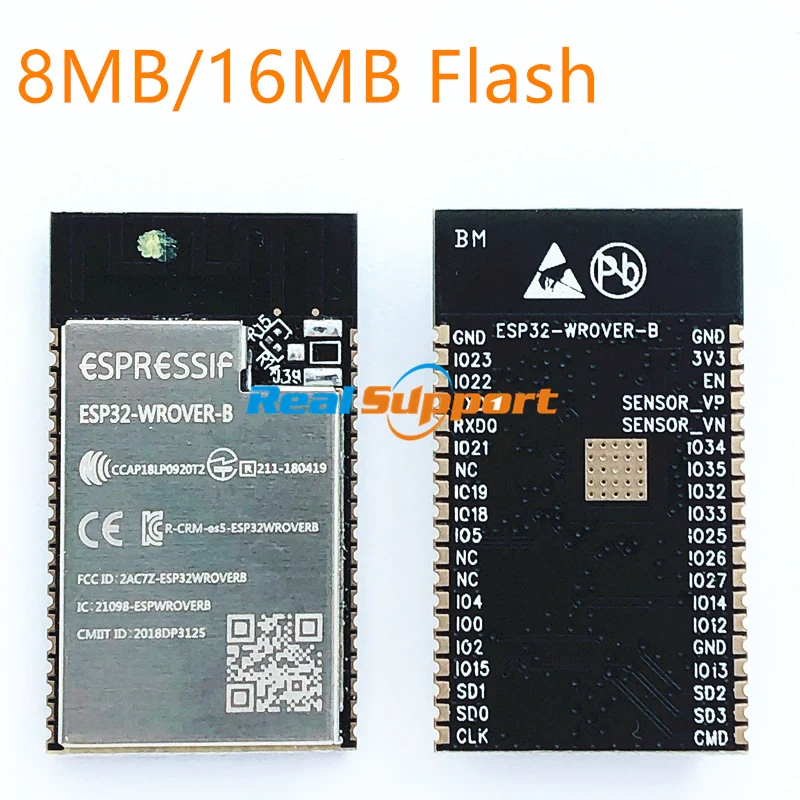 ESP32-WROVER-B 8MB /16MB SPI Flash ESP32-WROVER PCB Onboard Antenna module based on ESP32-D0WD WiFi-BT-BLE MCU module
ESP32-WROVER-B 8MB /16MB SPI Flash ESP32-WROVER PCB Onboard Antenna module based on ESP32-D0WD WiFi-BT-BLE MCU module