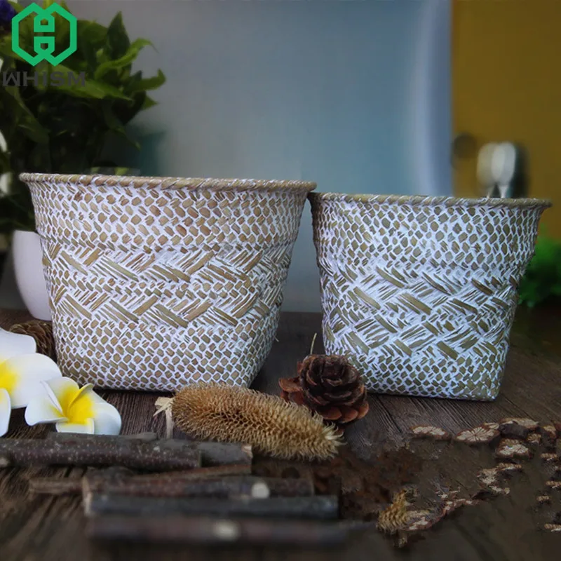 WHISM Seagrass Rattan Storage Baskets Wicker Flower Pot Handmade Straw Makeup Organizer Woven Garden Planter Desktop Storage Box
WHISM Seagrass Rattan Storage Baskets Wicker Flower Pot Handmade Straw Makeup Organizer Woven Garden Planter Desktop Storage Box