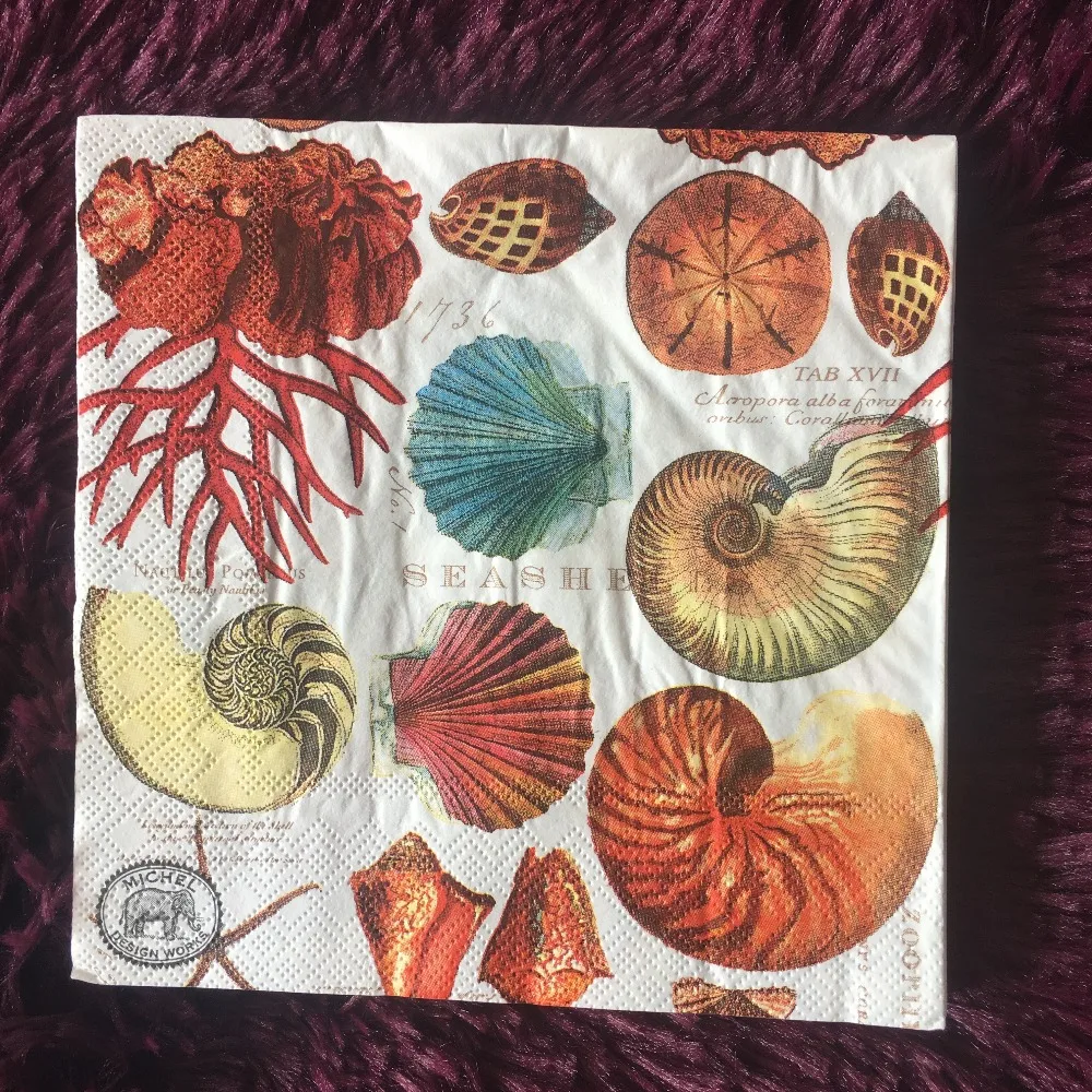 33cm Vintage table napkin tissue sea beach shell coral jellyfish handkerchief wedding birthday party dinner serviette decoupage
33cm Vintage table napkin tissue sea beach shell coral jellyfish handkerchief wedding birthday party dinner serviette decoupage