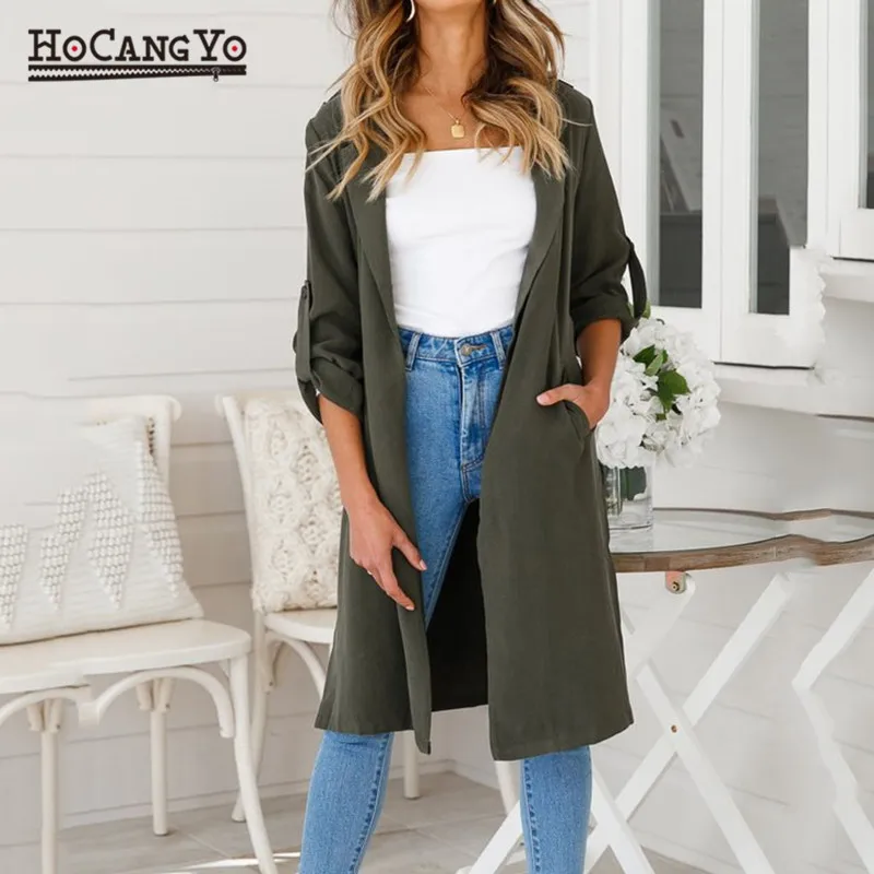 HCYO Women Casual Trenchcoat Women Turn down Collar Slim Trench Outerwear Solid Color Trench coat Ladies Windbreaker Outwear
HCYO Women Casual Trenchcoat Women Turn down Collar Slim Trench Outerwear Solid Color Trench coat Ladies Windbreaker Outwear