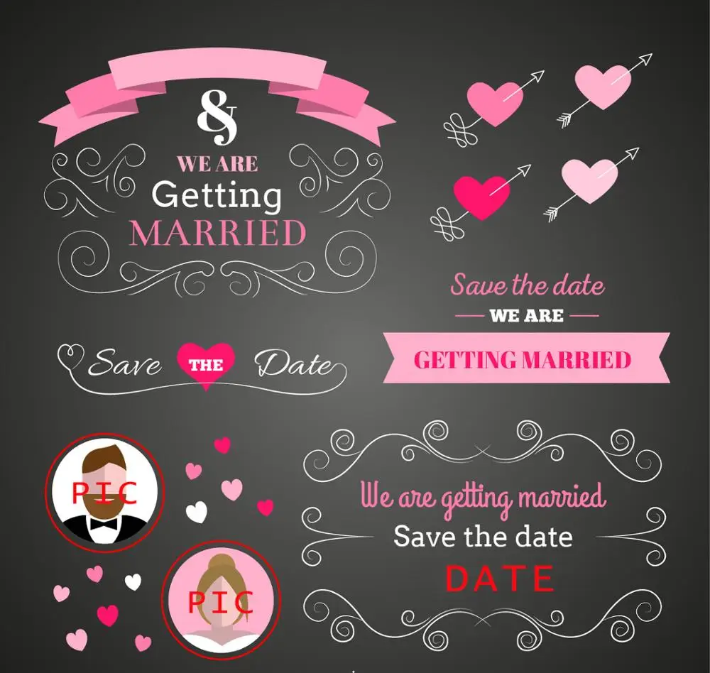 black background pink decorations wedding save the day backdrop