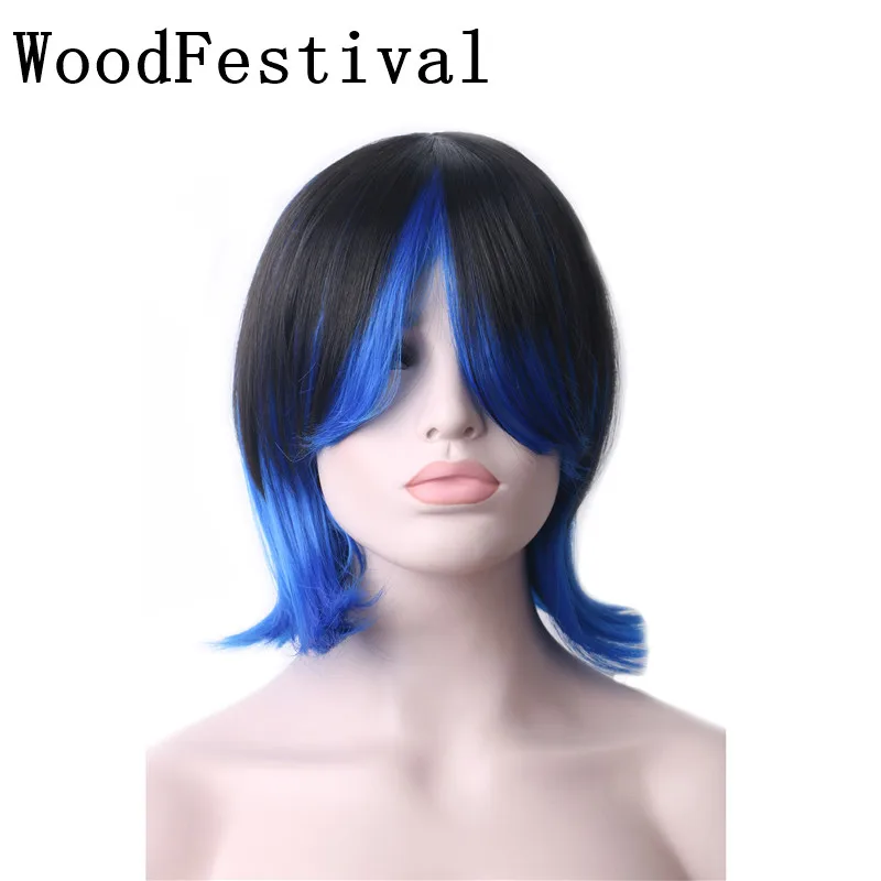 WoodFestival Color Mixing Women Black Blue Cosplay Wig Heat Resistant Synthetic Short Wigs with bangs
WoodFestival Color Mixing Women Black Blue Cosplay Wig Heat Resistant Synthetic Short Wigs with bangs