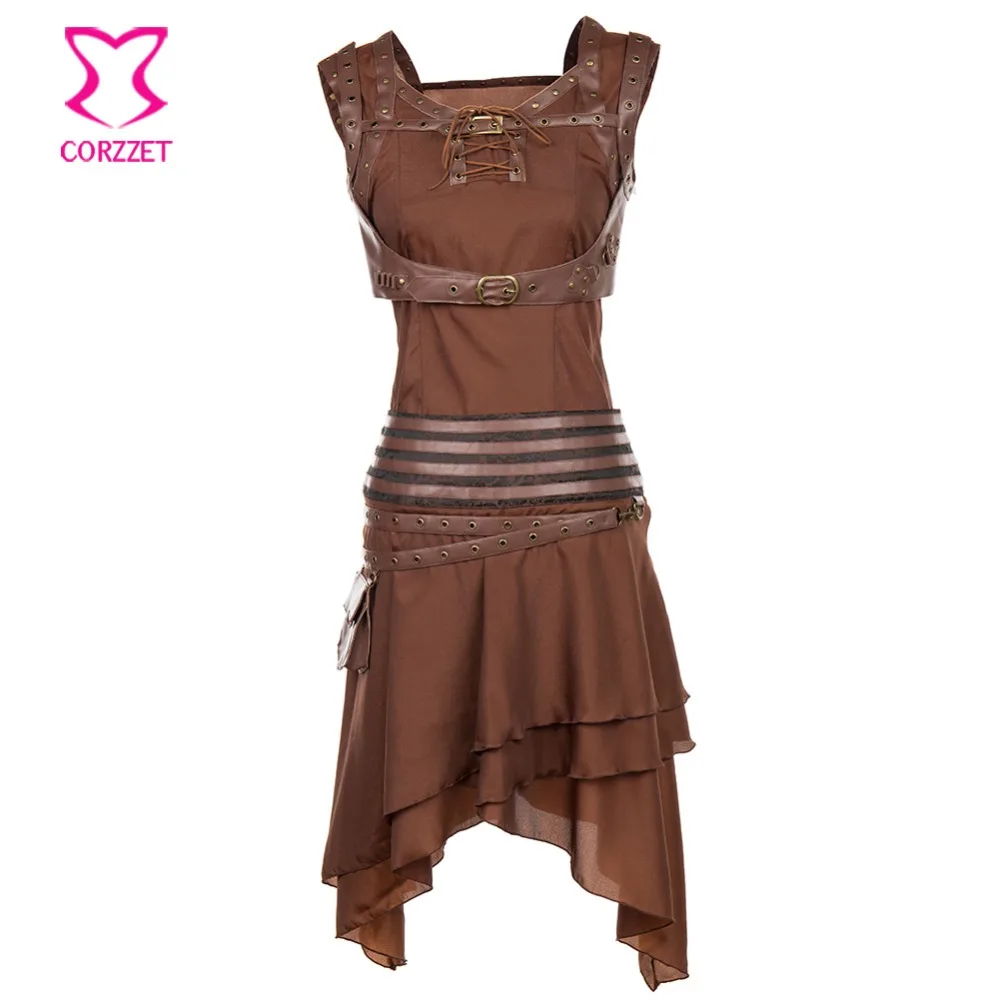 Gothic Brown Punk Armor Costume Set Steampunk PU Leather Rivet Chest Bundle Strap+Sleeveless Top+Skirt Sexy Corset Accessories
Gothic Brown Punk Armor Costume Set Steampunk PU Leather Rivet Chest Bundle Strap+Sleeveless Top+Skirt Sexy Corset Accessories