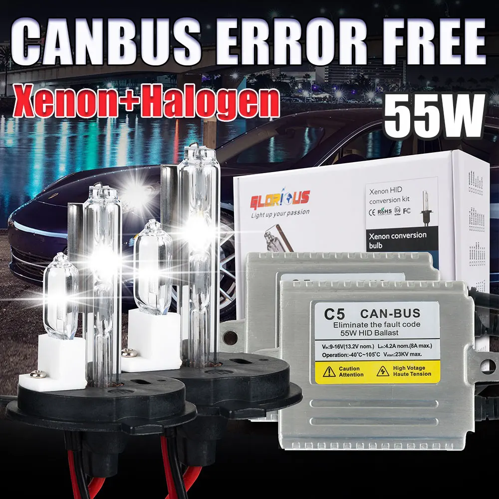 xenon H4 with halogen CANBUS 55W 12V HID kit for 4300k 5000k 6000 8000 10000 halogen xenon light h4 h13 9004 9007 kit xenon h4