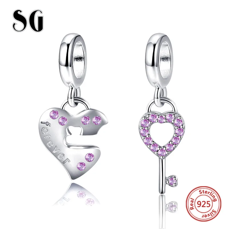 Sterling Silver 925 Lock of Love and Heart Key beads with CZ Fit authentic European bracelets diy Jewelry making for women Gifts
Sterling Silver 925 Lock of Love and Heart Key beads with CZ Fit authentic European bracelets diy Jewelry making for women Gifts