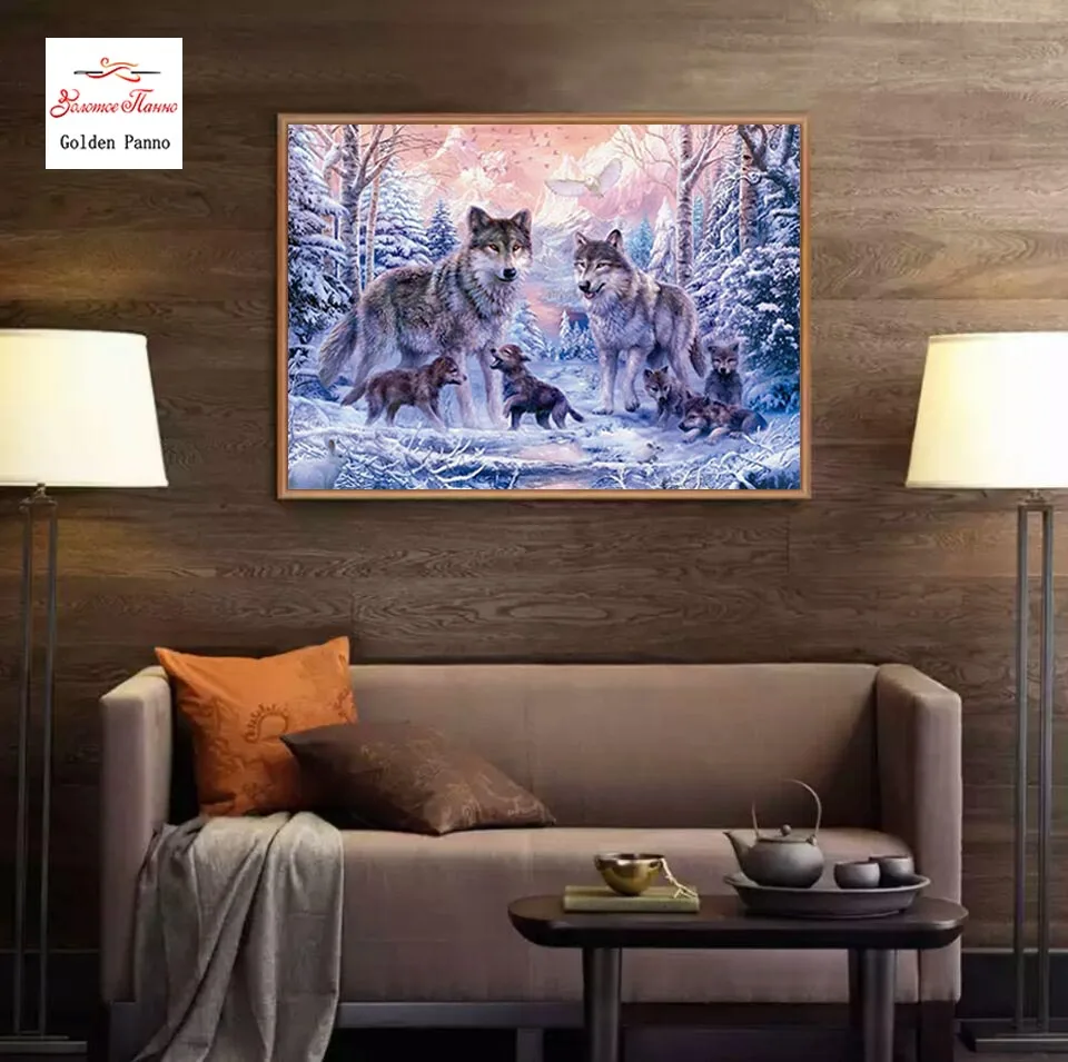 Golden Panno Needlework,DMC DIY cross-stitch,Full embroidery kitsWolf Animal Snow patterns chinese cross stitch printed on canva
Golden Panno Needlework,DMC DIY cross-stitch,Full embroidery kitsWolf Animal Snow patterns chinese cross stitch printed on canva