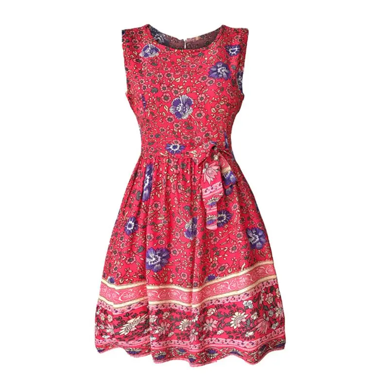 Fashion Women Round Neck Holiday Boho Swing Mini Sundress Lady Female Casual A-line Floral Print Sleeveless Dress 3 Colors New
Fashion Women Round Neck Holiday Boho Swing Mini Sundress Lady Female Casual A-line Floral Print Sleeveless Dress 3 Colors New