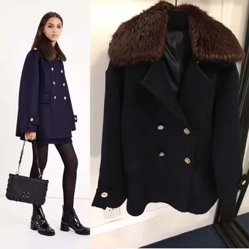 2018 Fashion autumn-winter woolen coat women loose little abrigo mujer vadim fur decoration classic double breasted coat
2018 Fashion autumn-winter woolen coat women loose little abrigo mujer vadim fur decoration classic double breasted coat