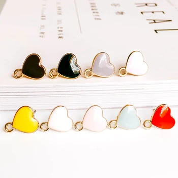 

ZEROUP Multicolor Stud Earrings Heart Eardrop Accessories Jewelry Component Diy Material Handmade 6pcs