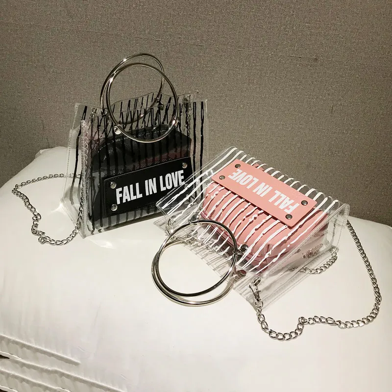 Fashion Women Composite Shoulder Bags PVC PU Metal Chain Round Handle Handbag Striped Casual Messenger Bag FA$3
Fashion Women Composite Shoulder Bags PVC PU Metal Chain Round Handle Handbag Striped Casual Messenger Bag FA$3