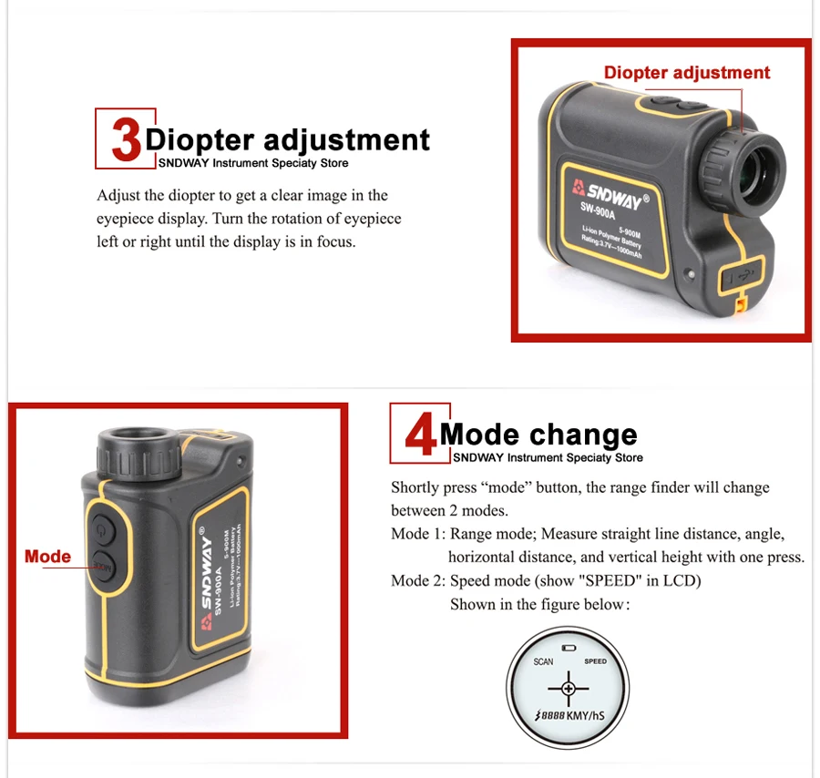 Laser Distance Meter Telescope SW-900A 1200A 1500A (5)