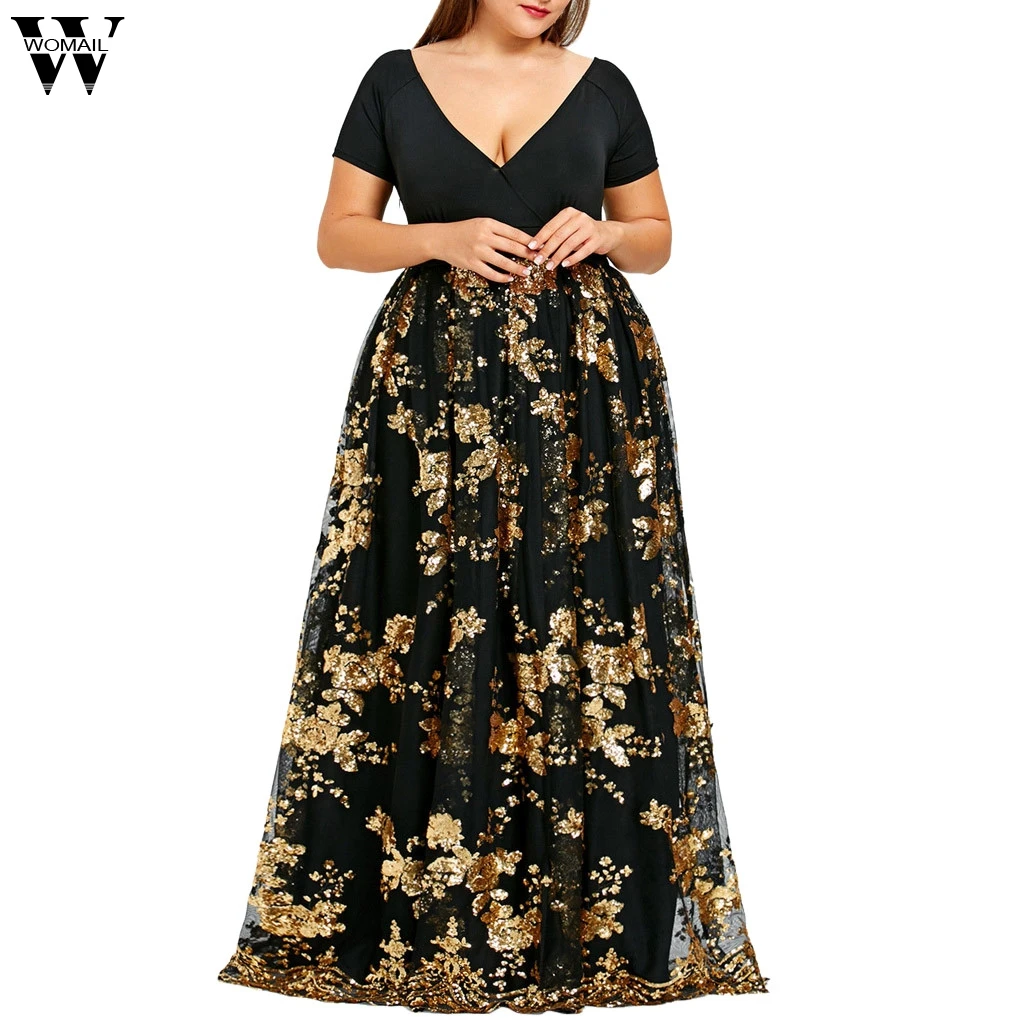 Womail dress woman NEW Summer plus size Floral Sequined Short Sleeve V-Neck Slim party fashion Daily Casual Dress 2019 A15
Womail dress woman NEW Summer plus size Floral Sequined Short Sleeve V-Neck Slim party fashion Daily Casual Dress 2019 A15
