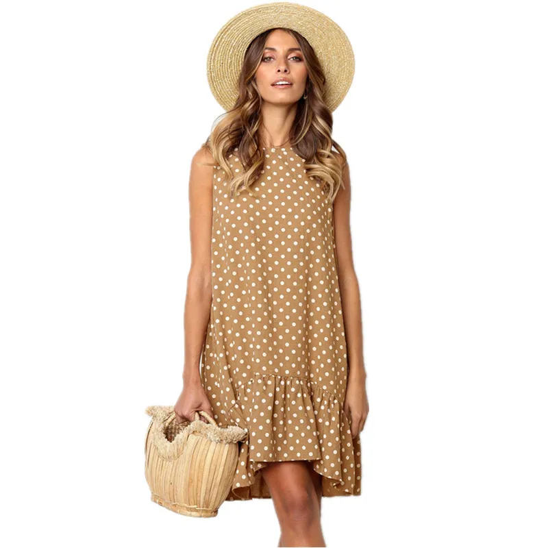 Female Boho Casual Sleeveless O-Neck Loose Tank Dress Women 2019 Summer Beach Dresses Print Dot Ruffle Mini Short Dress Vestidos
Female Boho Casual Sleeveless O-Neck Loose Tank Dress Women 2019 Summer Beach Dresses Print Dot Ruffle Mini Short Dress Vestidos
