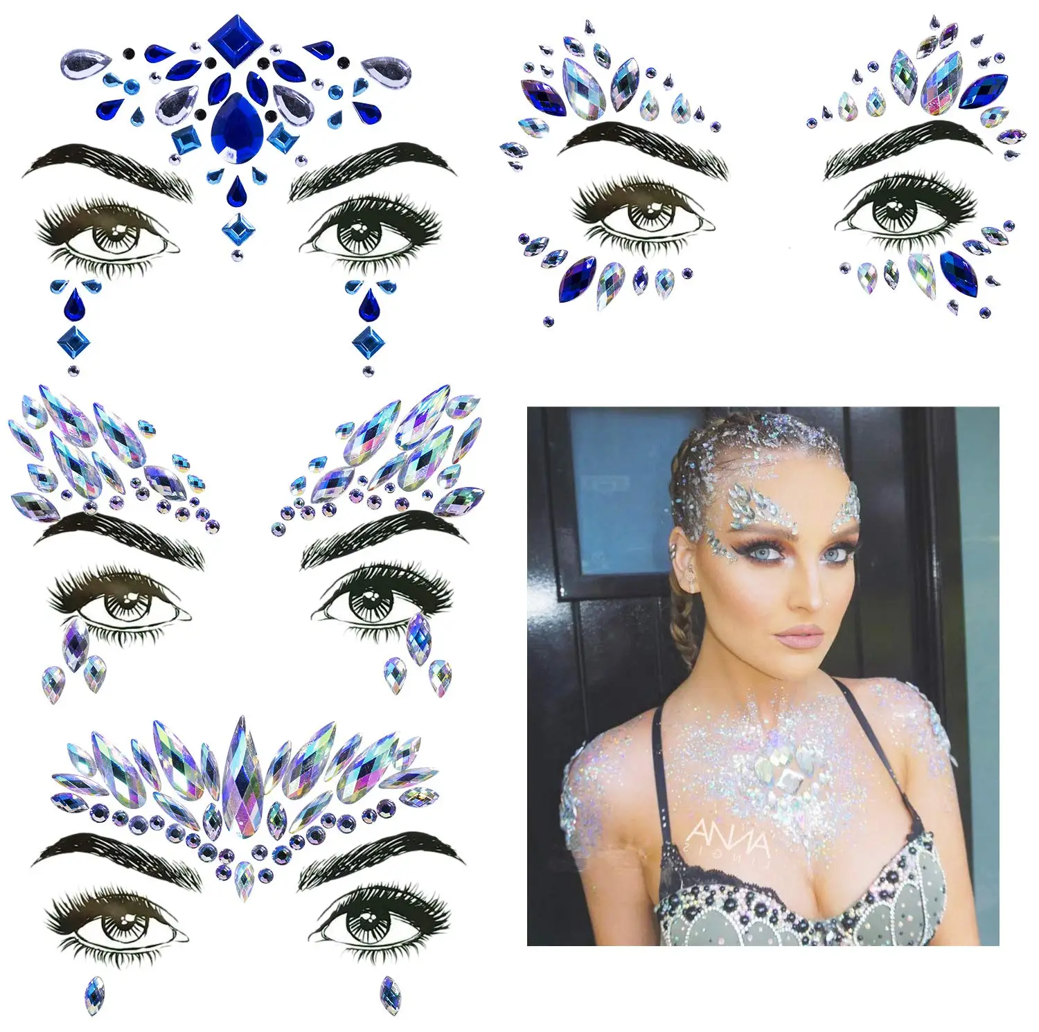 METABLE 4 Sets Mermaid Face Gems Rhinestone Festival Jewels Eyes Face Body Temporary Tattoos Crystals Rainbow Tears Stickers
METABLE 4 Sets Mermaid Face Gems Rhinestone Festival Jewels Eyes Face Body Temporary Tattoos Crystals Rainbow Tears Stickers
