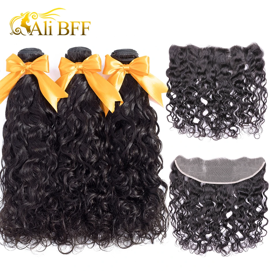 Water Wave Bundles With Frontal 3 Bundles Malaysian Human Hair ALI BFF Remy Hair Pre Plucked Lace Frontal Closure With Bundles
Water Wave Bundles With Frontal 3 Bundles Malaysian Human Hair ALI BFF Remy Hair Pre Plucked Lace Frontal Closure With Bundles