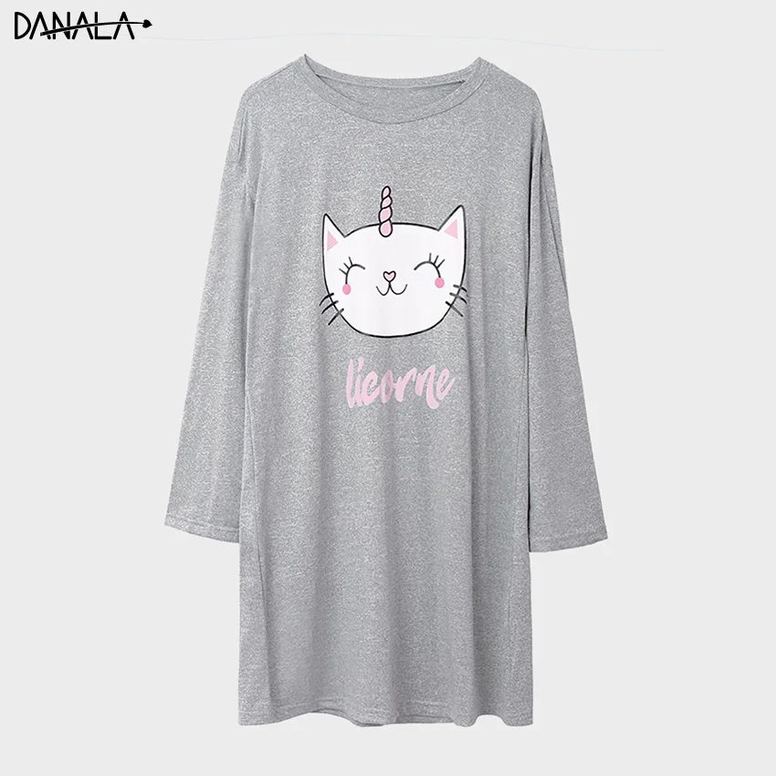 DANALA Animals Casual Long Nightgowns Women Cute Comfortable Mini Dresses Summer 2019 Long Sleeve Gray Color Home Wear
DANALA Animals Casual Long Nightgowns Women Cute Comfortable Mini Dresses Summer 2019 Long Sleeve Gray Color Home Wear
