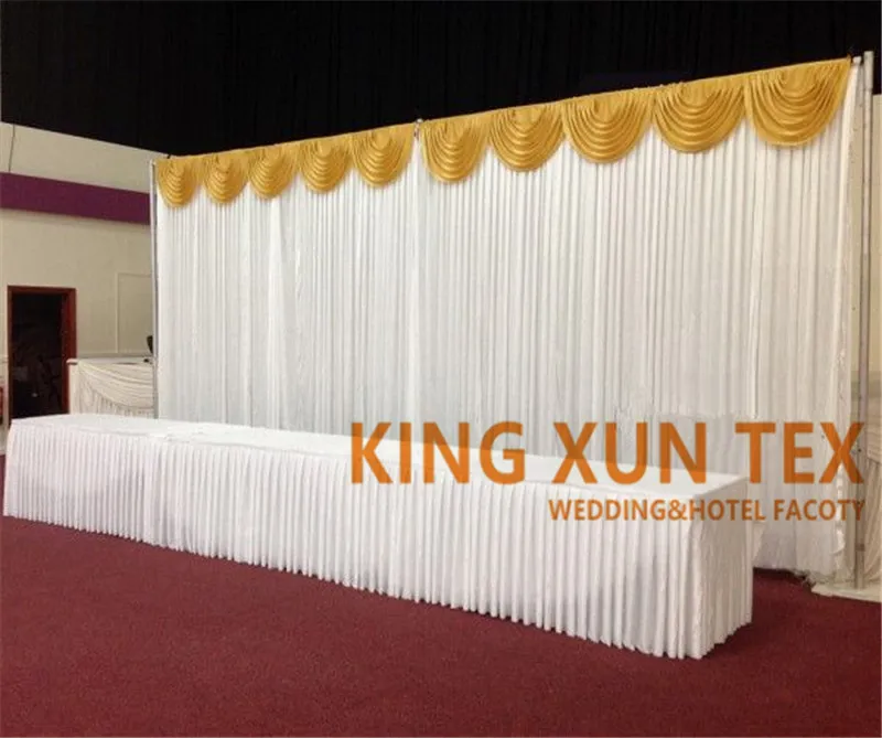 Elegant Ice Silk Wedding Backdrop Curtain With Top Swag Drape Valance For Party Event Decoration
Elegant Ice Silk Wedding Backdrop Curtain With Top Swag Drape Valance For Party Event Decoration