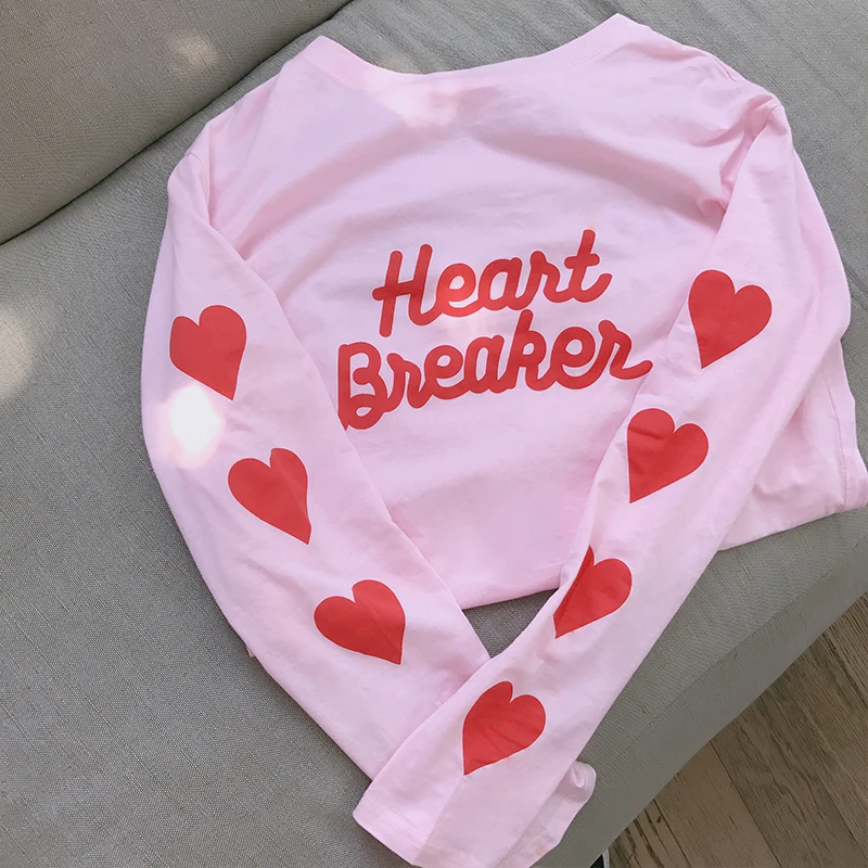 Sweet Cute Love Letter Print Girls T-Shirt Harajuku Fashion Cotton Loose Women Tops Long Sleeve Cute Pink Women Pullover T Shirt
Sweet Cute Love Letter Print Girls T-Shirt Harajuku Fashion Cotton Loose Women Tops Long Sleeve Cute Pink Women Pullover T Shirt