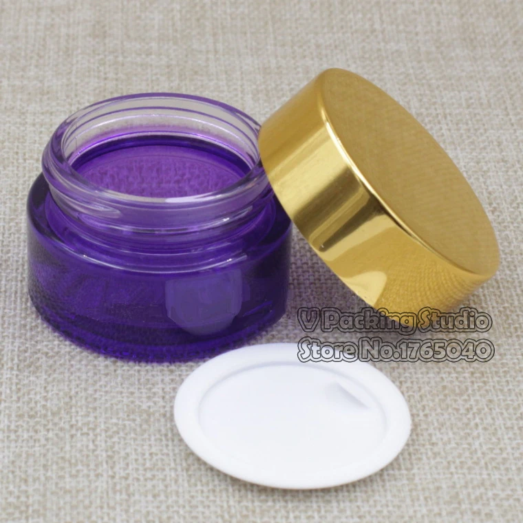 30g/ml Purple empty cosmetic cream jar bottle glass cream bottle cap/Sub bottle/cosmetics Bottle glass 100pcs/lot
30g/ml Purple empty cosmetic cream jar bottle glass cream bottle cap/Sub bottle/cosmetics Bottle glass 100pcs/lot